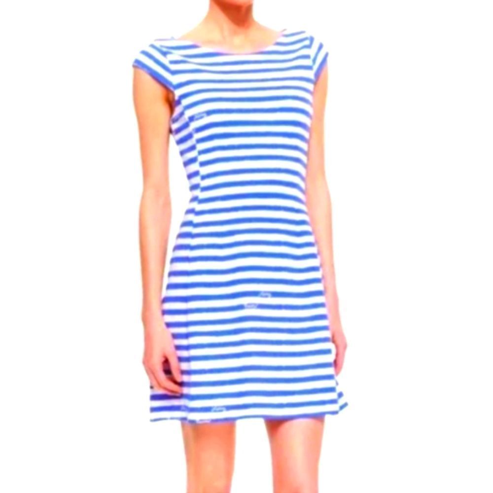 LILLY Pulitzer Blue Briella Stretch Striped Ponte Fit Flare Dress Small